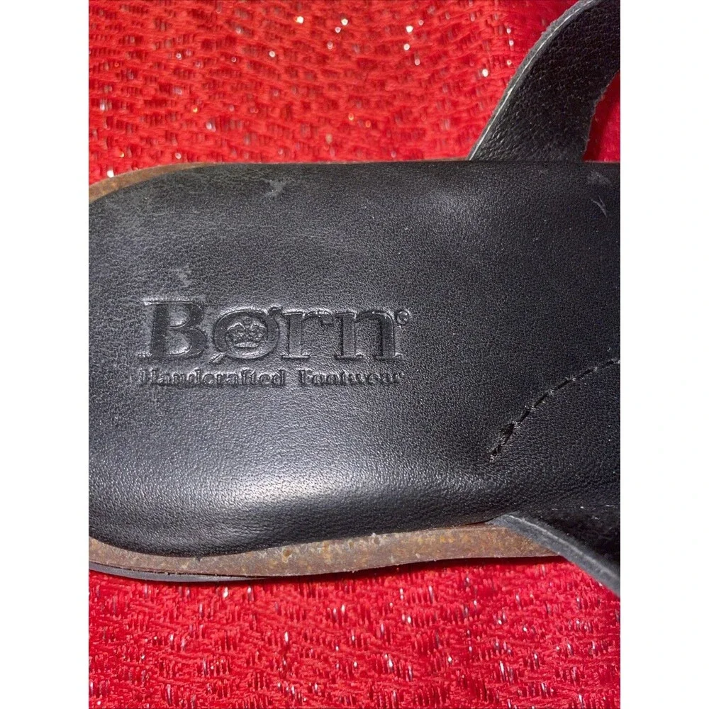 Born Cetina Sandals Womens Size 7 Shoes Black Brown Leather Slip On Thong Toe